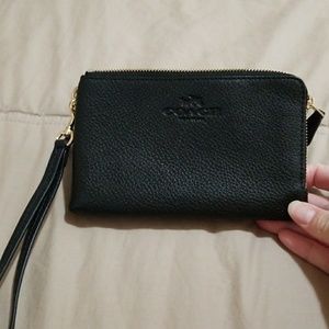 BRAND NEW leather COACH double zip wristlet